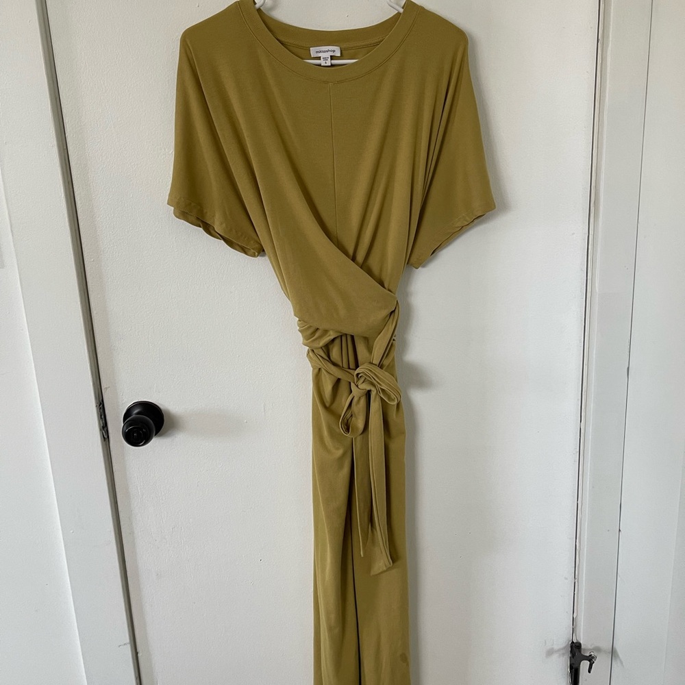 Mittoshop maternity mustard yellow tie wrap dress. Size small.